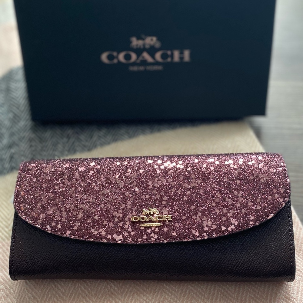 Coach Glitter Hearts Slim Envelope Wallet